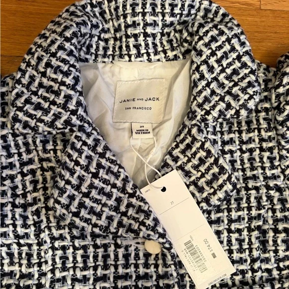 Janie and Jack Navy Blue and White TweedKids Set